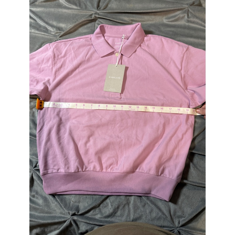NEW Everlane Small Organic Cotton Oversized Polo Shirt Preppy Mauve Lilac Purple - Picture 4 of 8